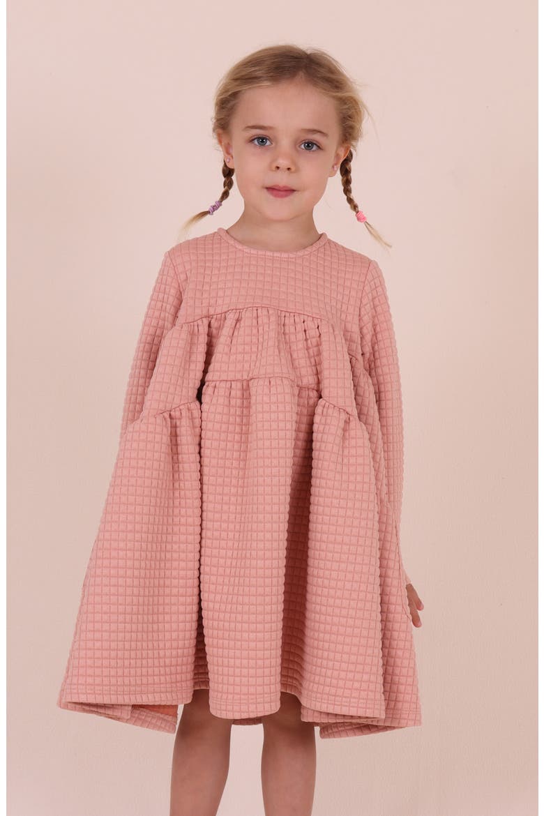 Kids' Long Sleeve Tiered Dress, Alternate, color, ROSE