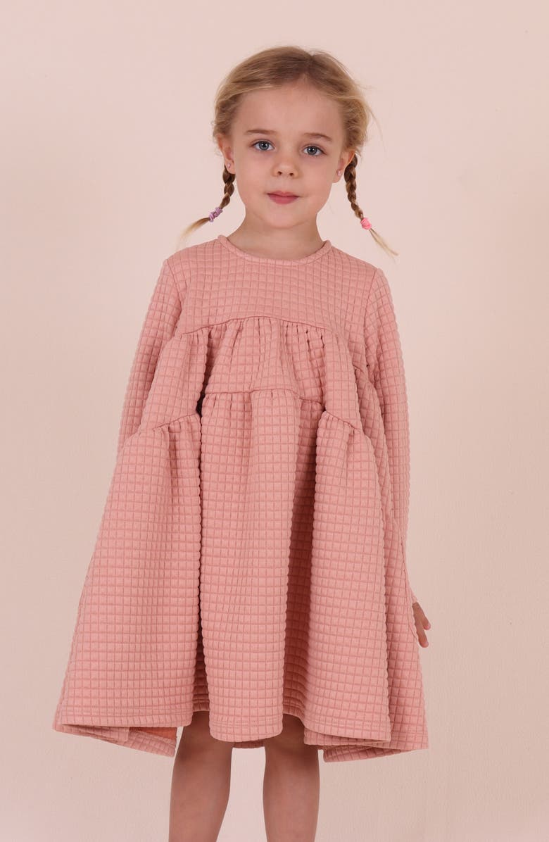 TINY TRIBE Kids' Long Sleeve Tiered Dress, Alternate, color, Rose