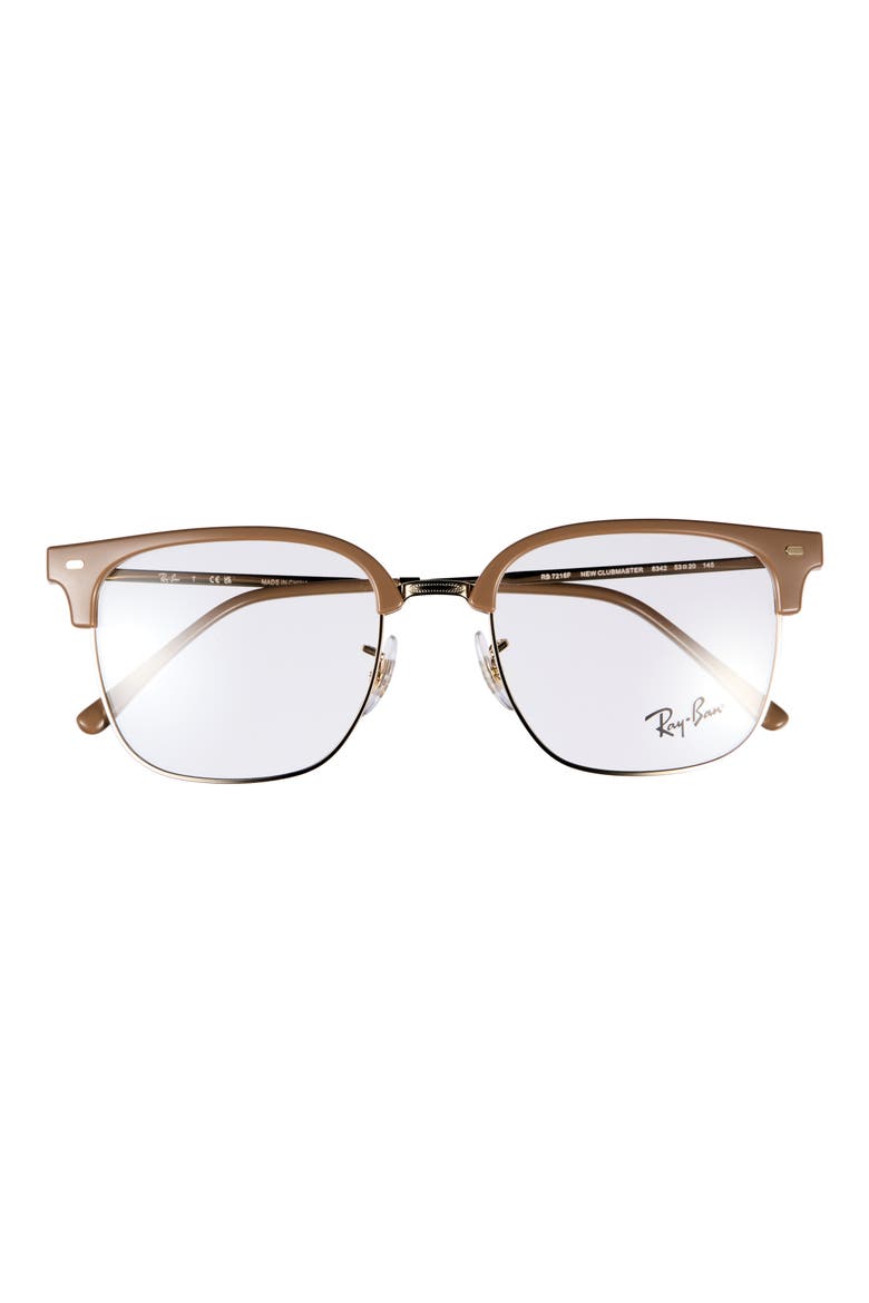 New Clubmaster 53mm Square Optical Glasses, Main, color, BEIGE