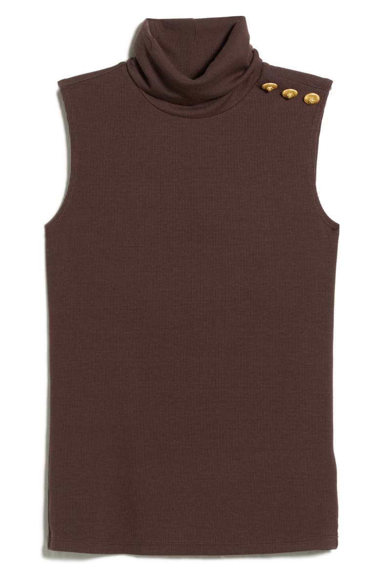 Ceci Sleeveless Turtleneck Sweater, Main, color, DARK JAVA/GOLD