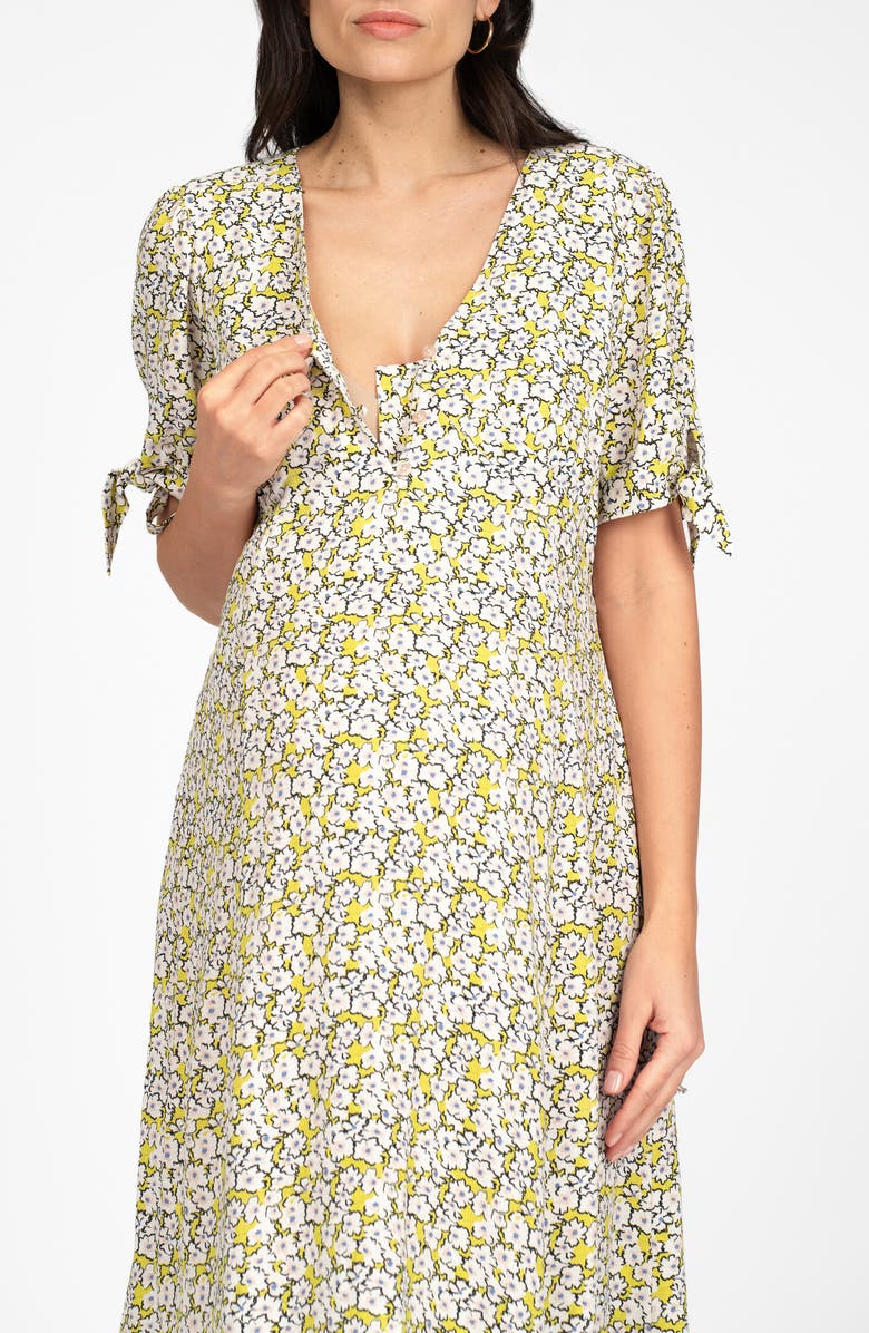 Seraphine Floral Bow Sleeve Maternity MIdi Dress, Alternate, color, 
