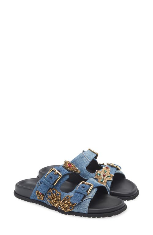 Dolce & Gabbana Dolce&gabbana Embellished Slide Sandal In Blue
