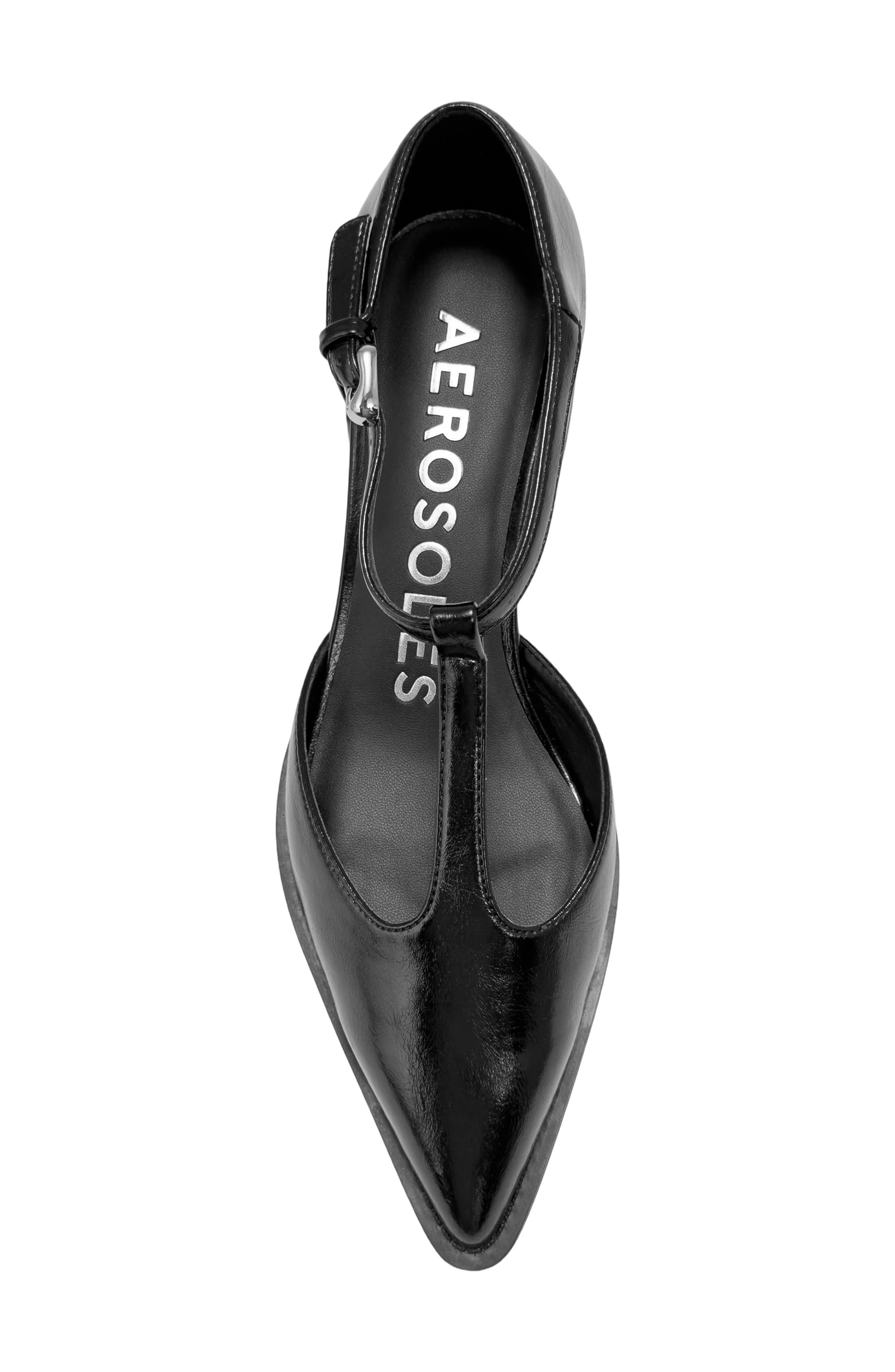 Mona Faux Leather T-Strap Pump, Alternate, color, BLACK