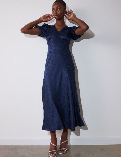 Jacquard V-Neck Midi Dress