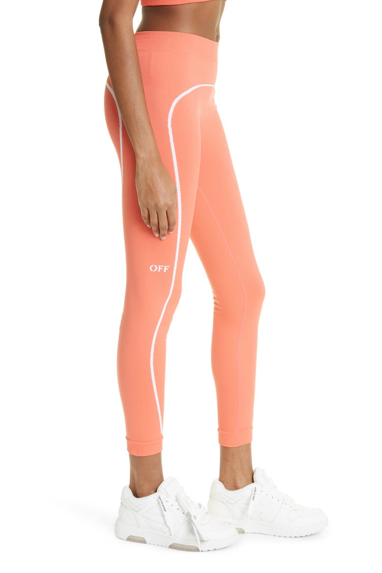 Stamp Seamless Leggings, Alternate, color, CORAL RED