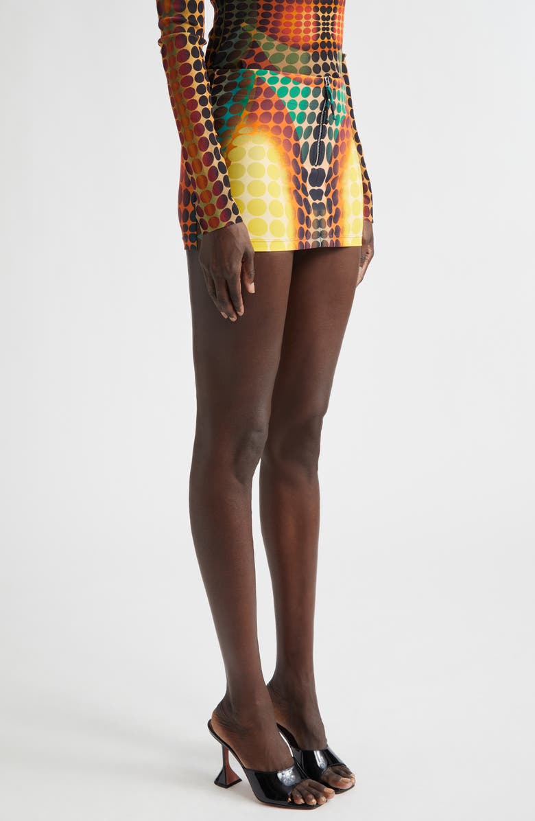 Jean Paul Gaultier Re-Edition Polka Dot Trompe l'Oeil Mesh Miniskirt, Alternate, color, Orange/ Blue/ Brown