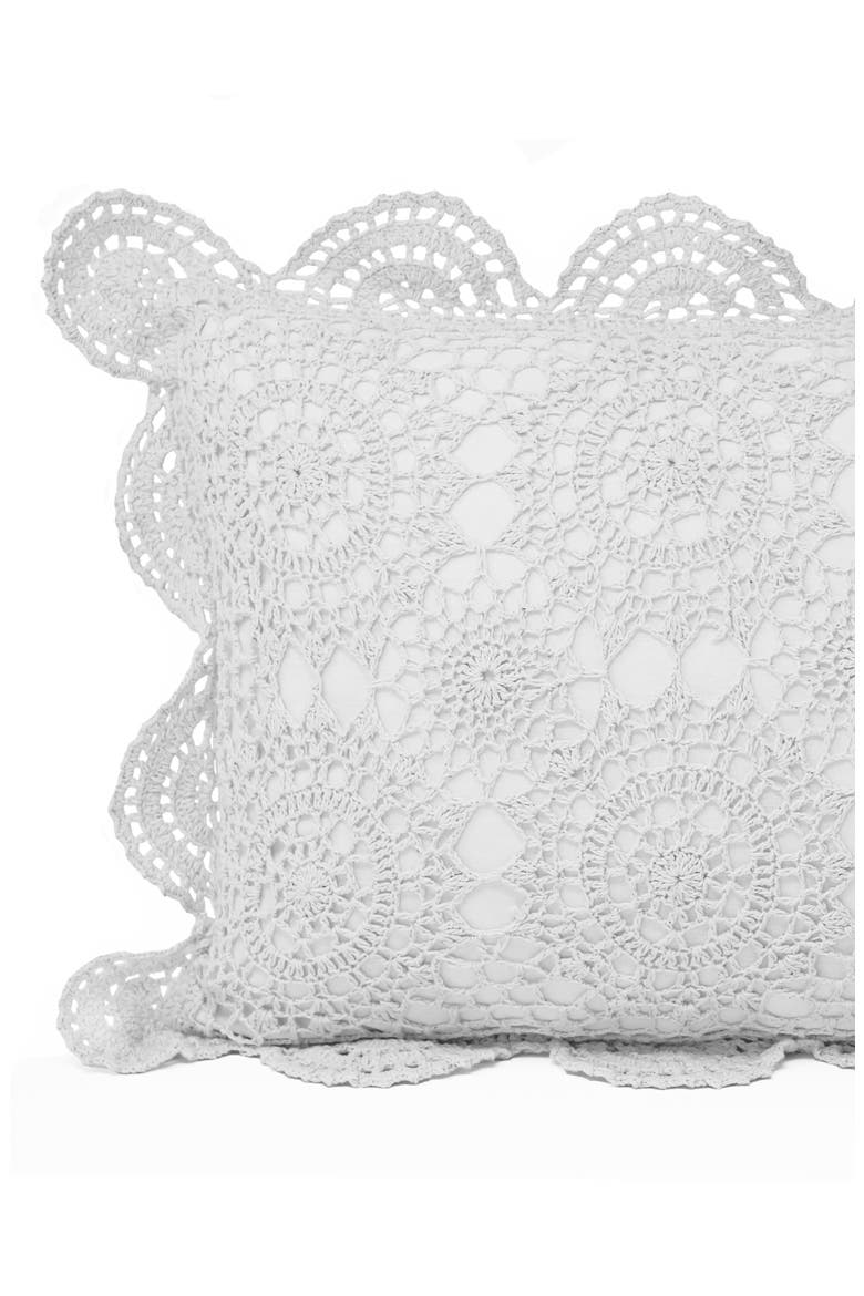 Decorative Crochet Accent Pillow, Alternate, color, WHITE