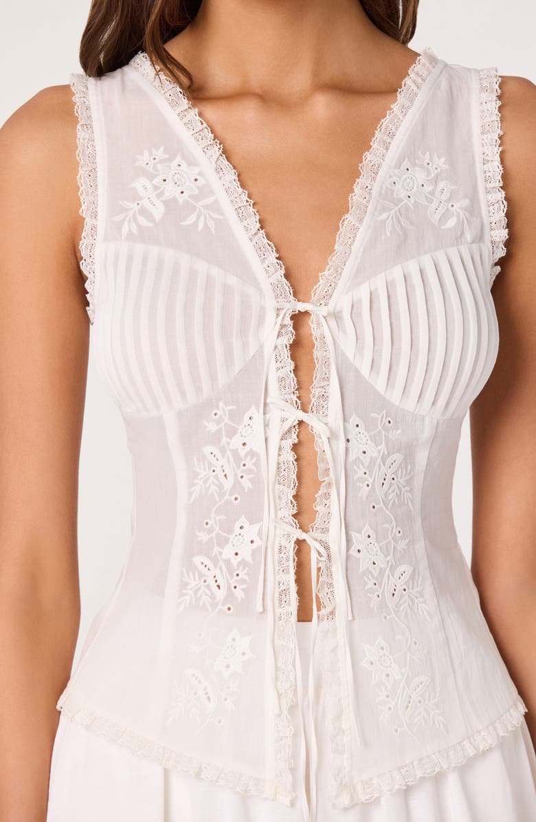 ASTR the Label Carine Lace Detail Embroidered Cotton Top, Alternate, color, White