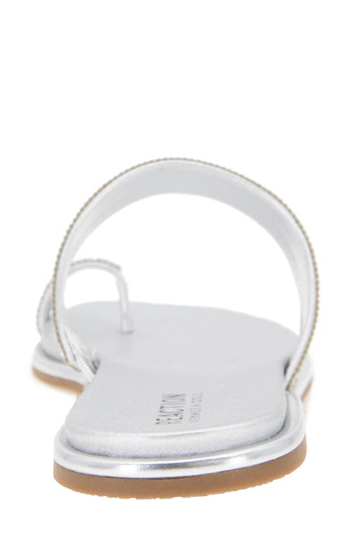 Reaction Kenneth Cole Wilfred Toe Loop Flat Sandal In Silver