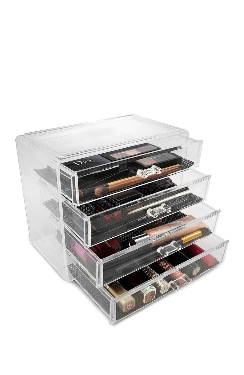 SORBUS Acrylic 4 Drawer Cosmetics Makeup & Jewelry Storage Case Display, Alternate, color, Clear