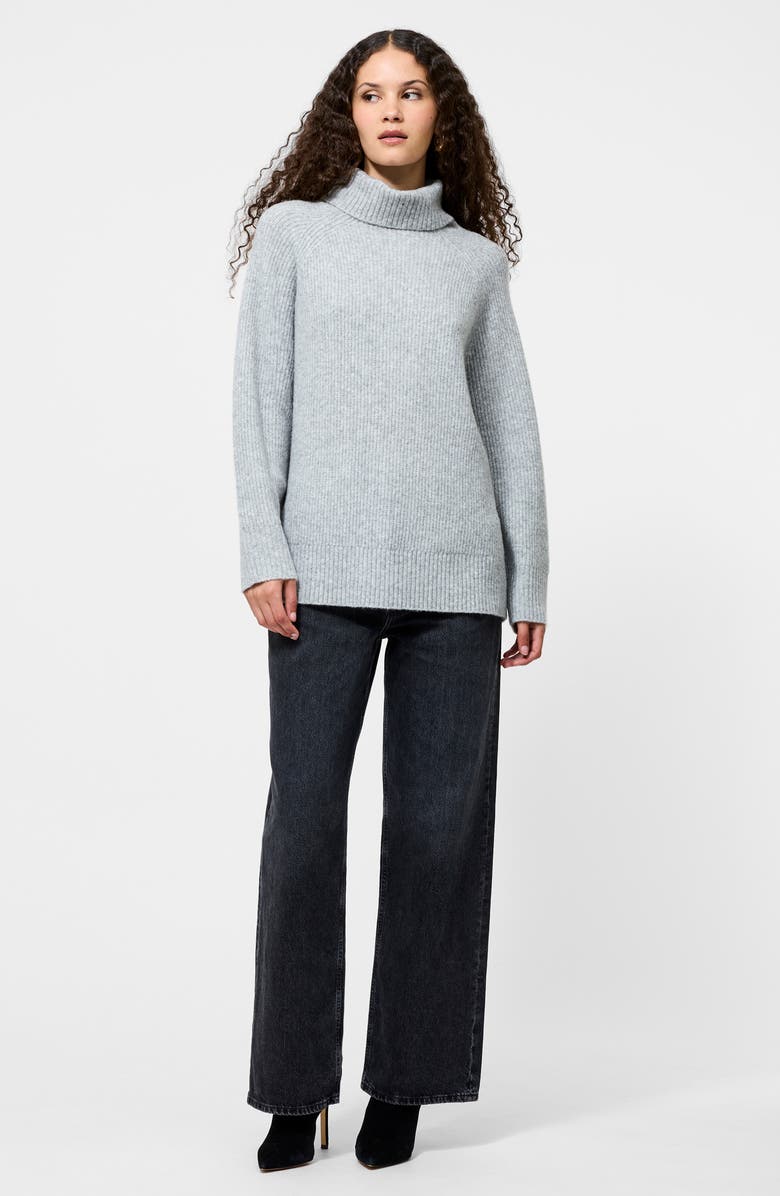 French Connection Emilia Oversize Turtleneck Sweater, Alternate, color, Light Grey Melange
