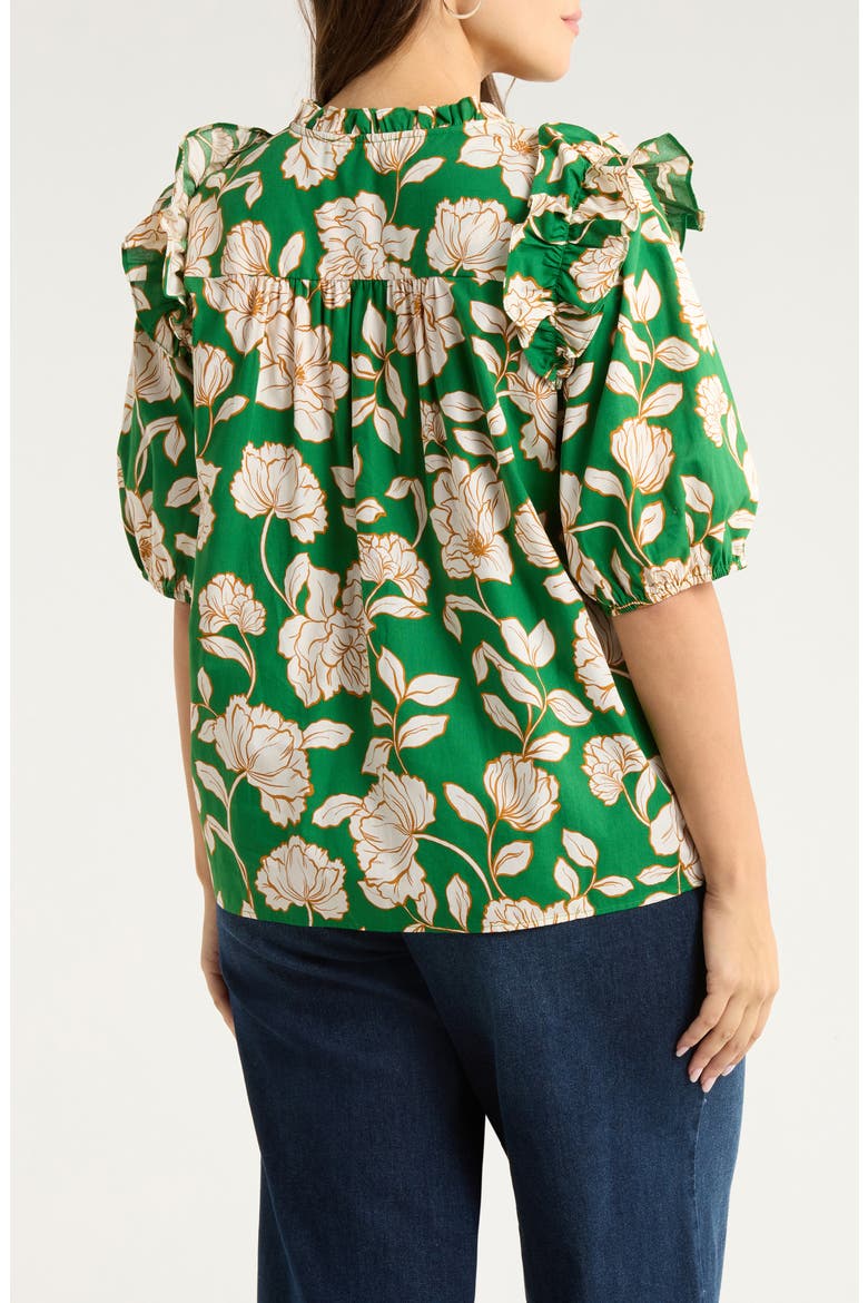 Lucena Floral Print Cotton Poplin Shirt, Alternate, color, GREEN-MULTI