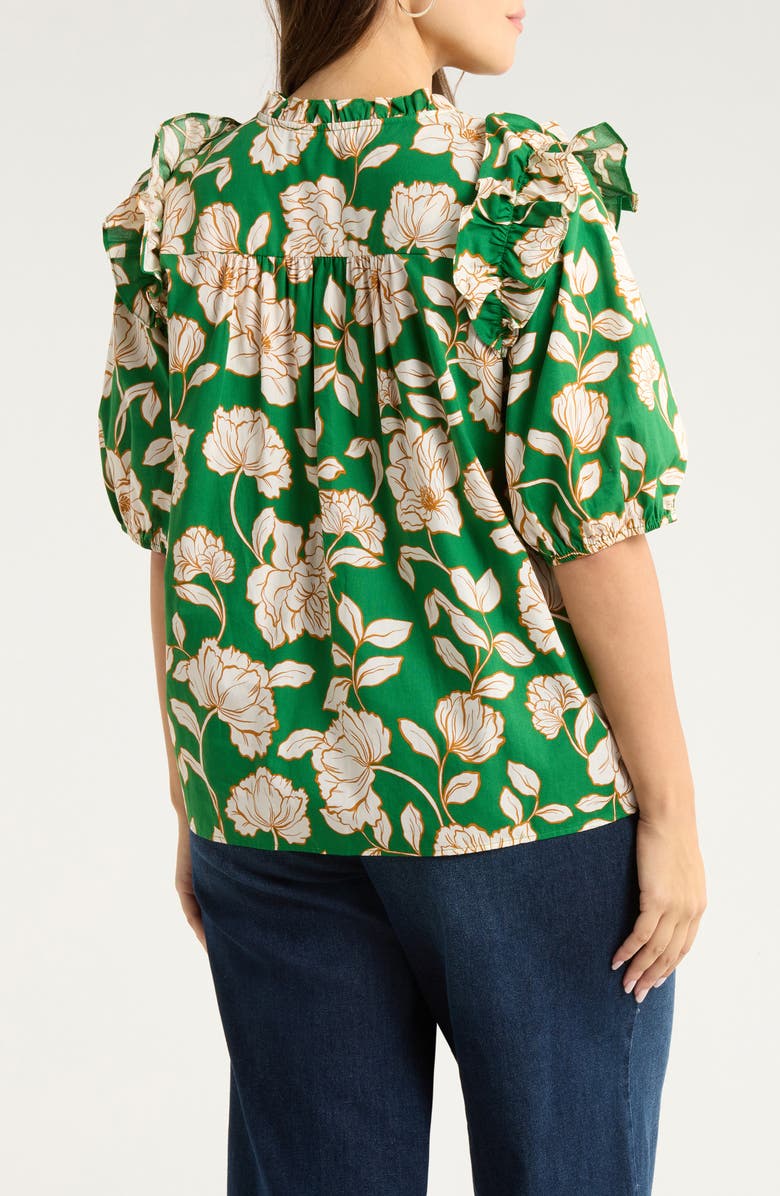 SUGARLIPS Lucena Floral Print Cotton Poplin Shirt, Alternate, color, Green-Multi