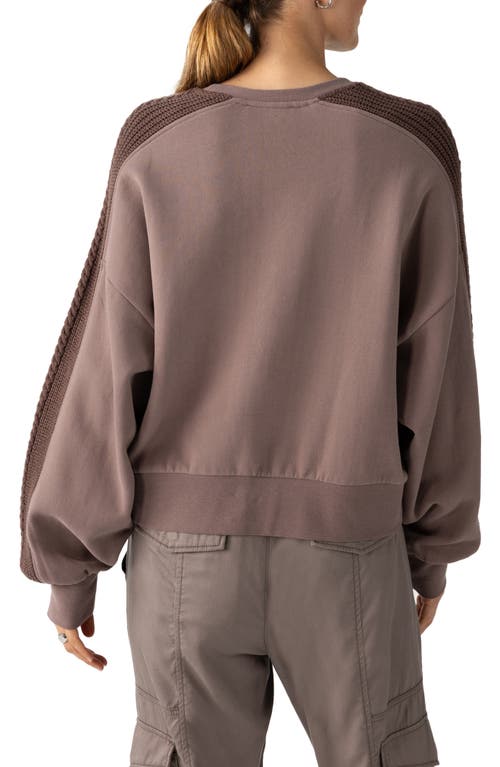 Sanctuary Mixed Media Cotton Blend Sweatshirt In Cocoa