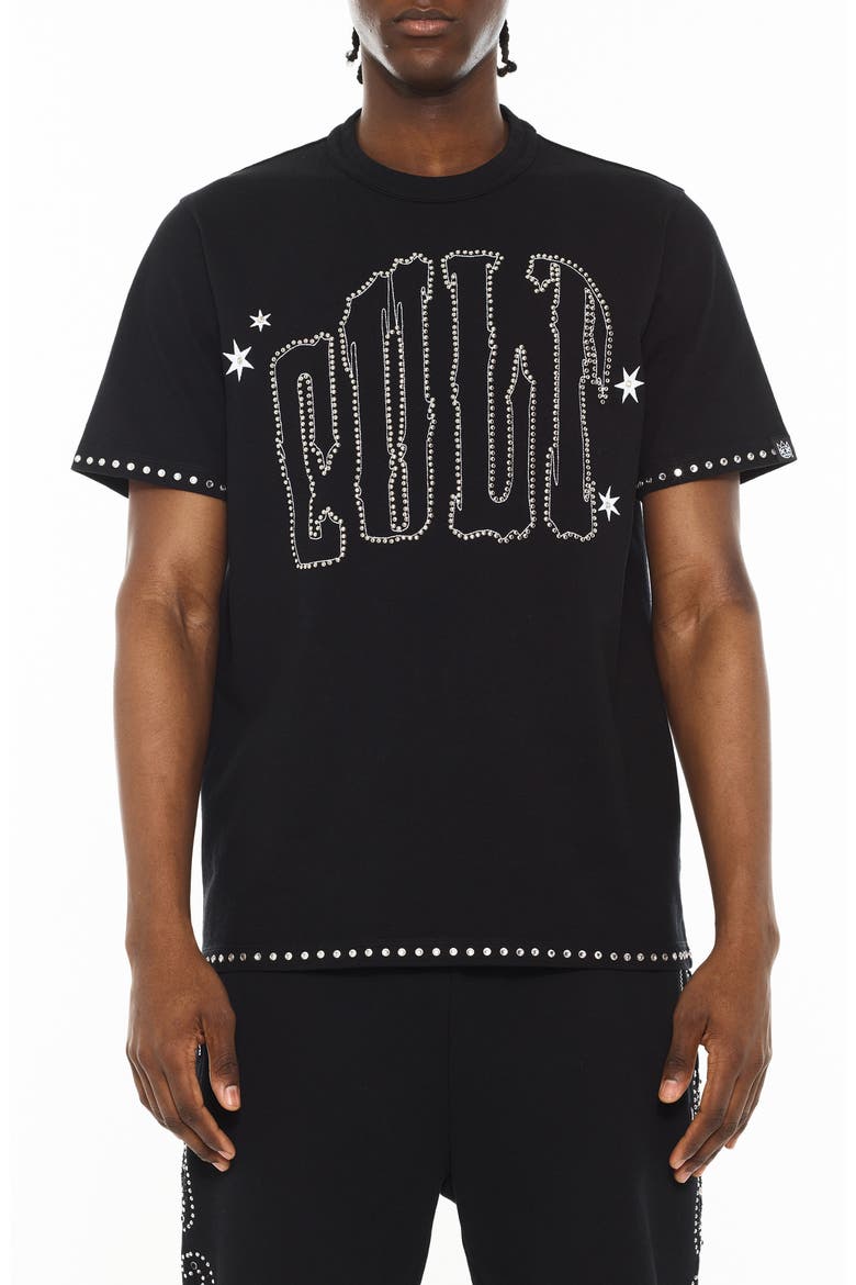 El Alfa Studded Graphic T-Shirt, Main, color, BLACK