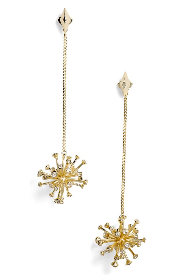'Tricia' Drop Earrings, Main, color, WHITE CZ/ GOLD