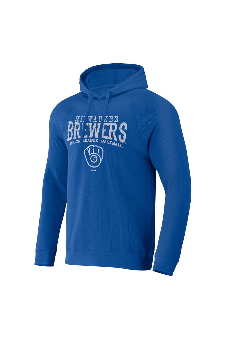 Men's Darius Rucker Collection by Fanatics  Royal Milwaukee Brewers Waffle-Knit Raglan Pullover Hoodie, Alternate, color, Royal