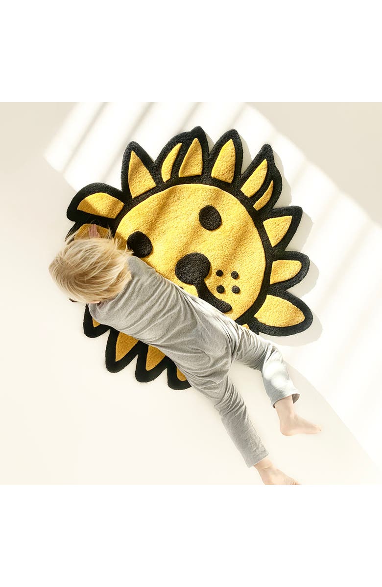 Maison Deux Leeuw Lion Rug, Alternate, color, Orange / Black Print