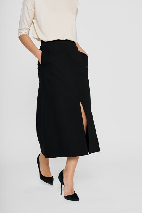 Amine Mid Slit Midi Skirt