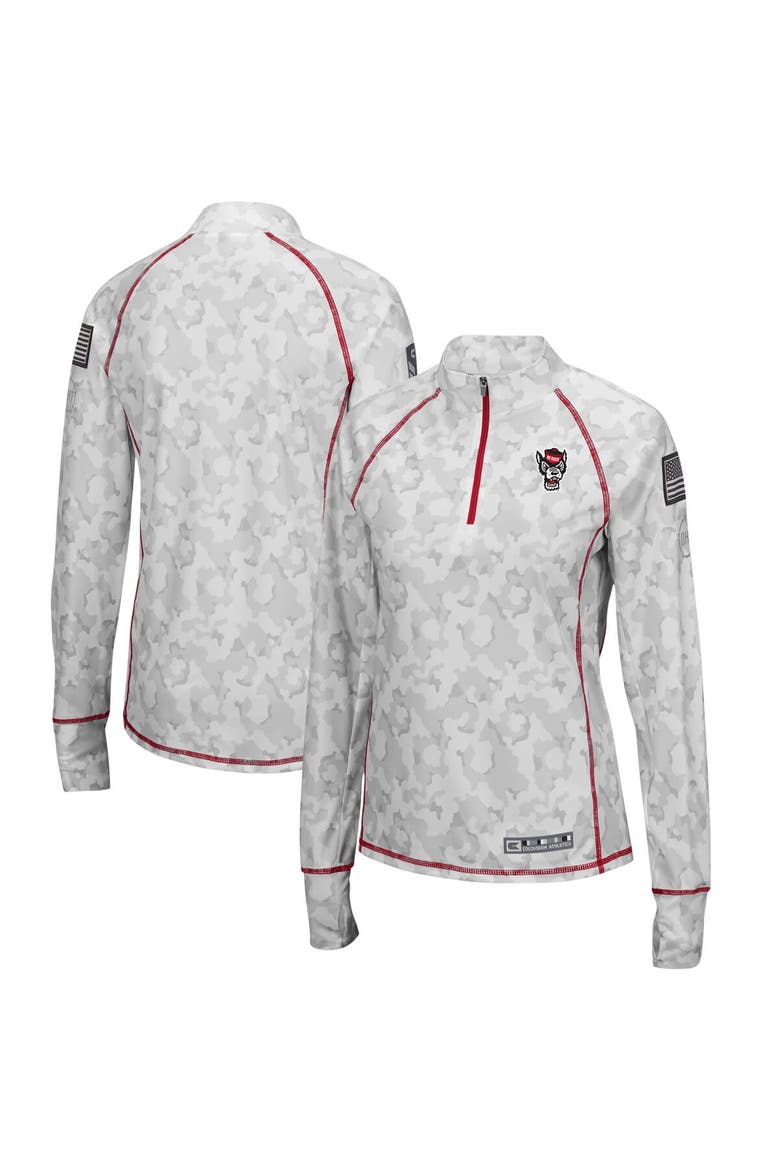 Women's Colosseum Camo NC State Wolfpack OHT Military Appreciation Officer Arctic Lightweight Quarter-Zip Top, Main, color, Camo