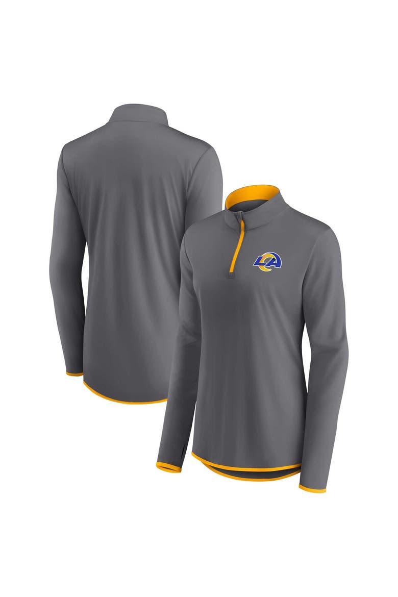 Women's Fanatics Branded  Gray Los Angeles Rams Corner Long Sleeve 1/4 Zip Top, Main, color, Gray