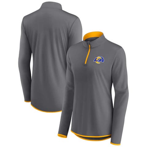 Women's Fanatics Branded  Gray Los Angeles Rams Corner Long Sleeve 1/4 Zip Top