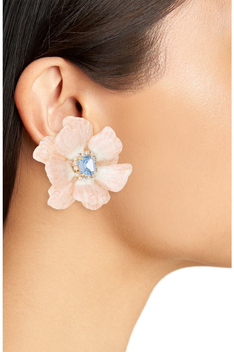 Flower Drop Earrings, Alternate, color, BLUSH/ BLUE