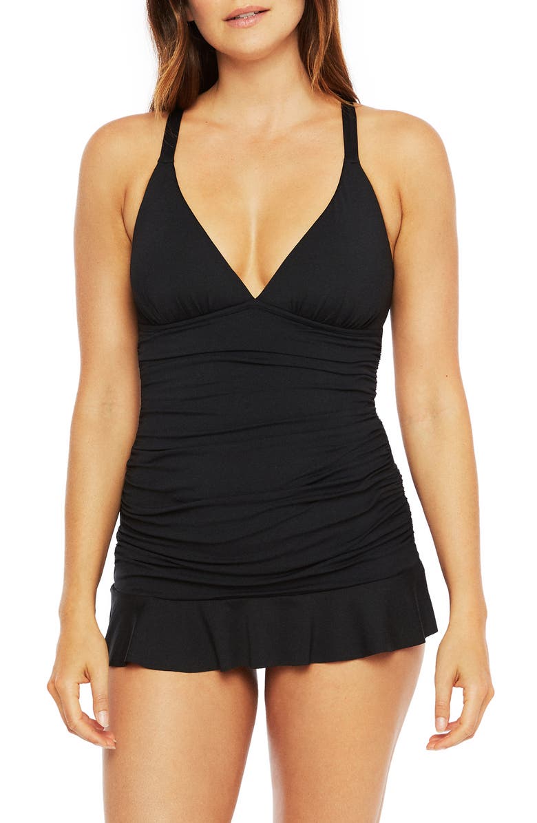 La Blanca Island Goddess Skirted One-Piece Swimsuit, Main, color, 
