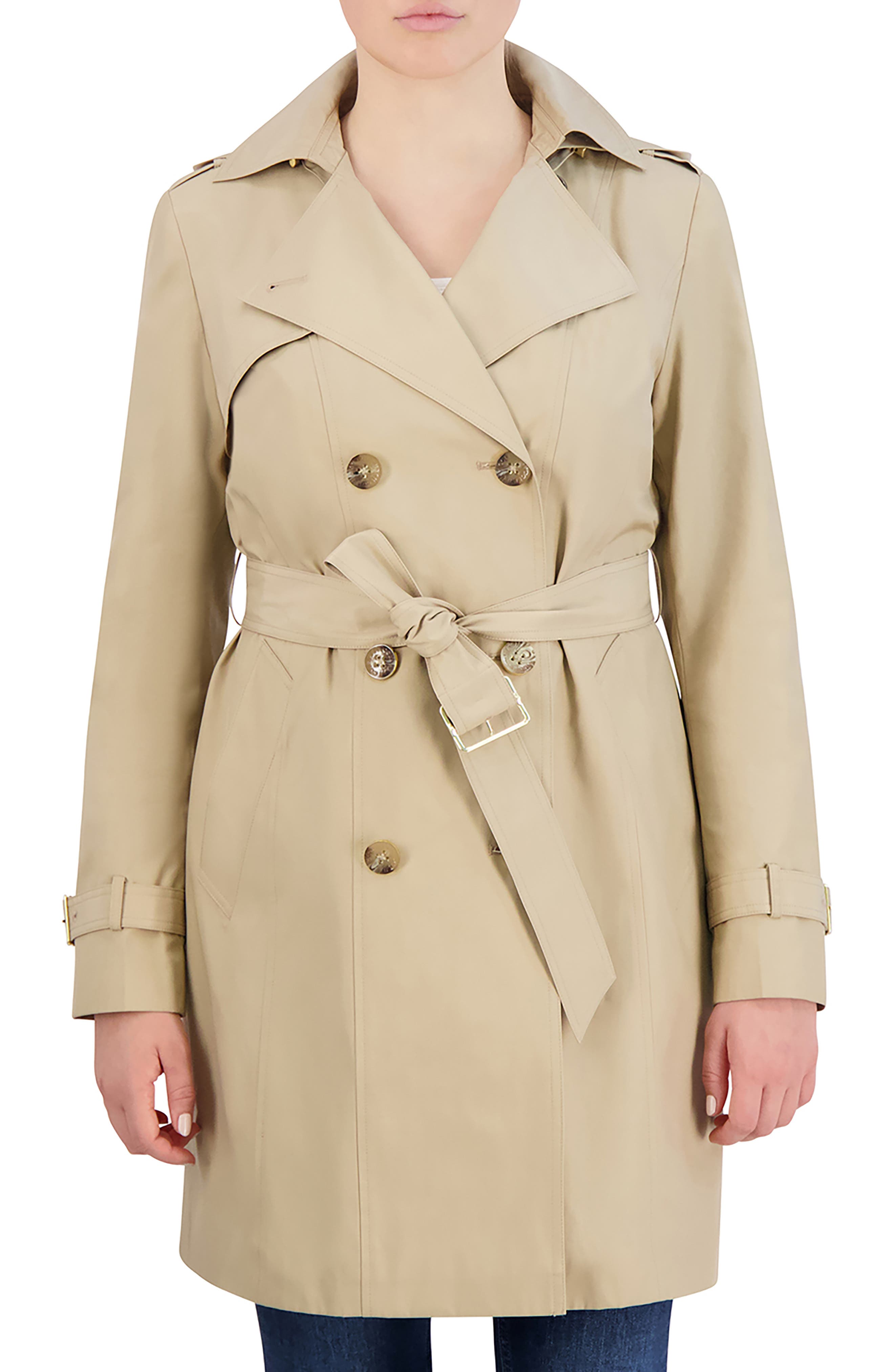 Cole Haan Signature Cole Haan Hooded Double-Breasted Trench Coat