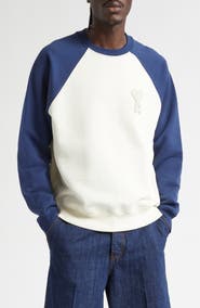 AMI PARIS Ami de Coeur Boxy Colorblock Baseball Sweatshirt