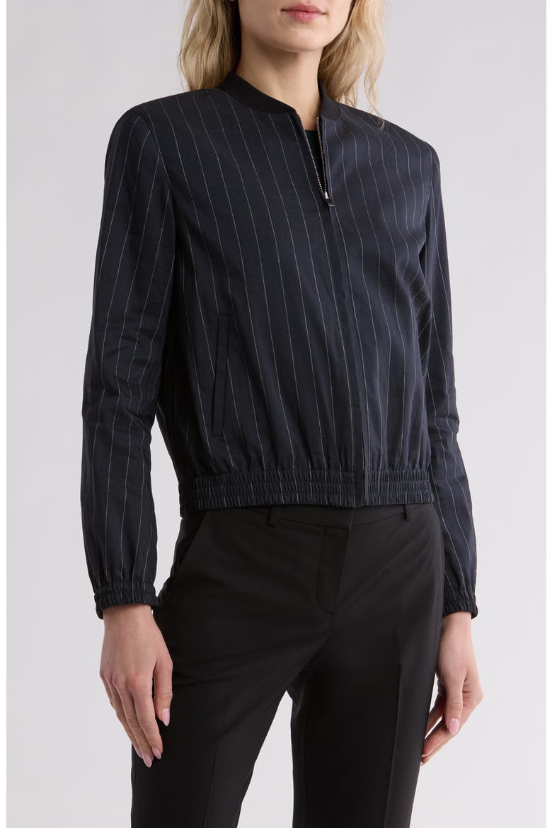 Baharah Pinstripe Bomber Jacket, Alternate, color, NAVY MULTI