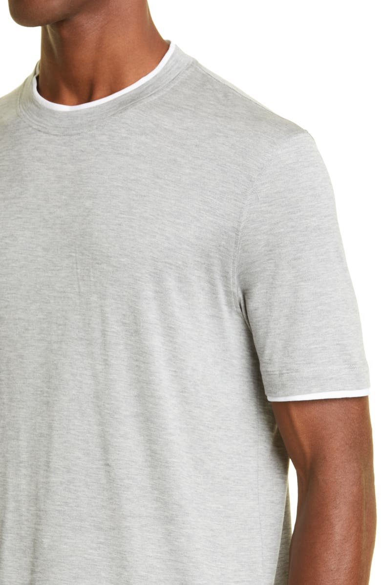 Brunello Cucinelli Tipped Silk & Cotton T-Shirt, Alternate, color,