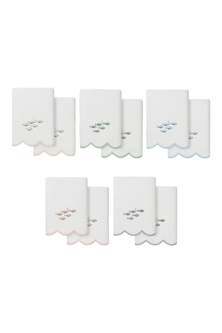 2-Piece Fish School Turkish Cotton Hand Towel Set, Alternate, color, WHITE/ GRAY