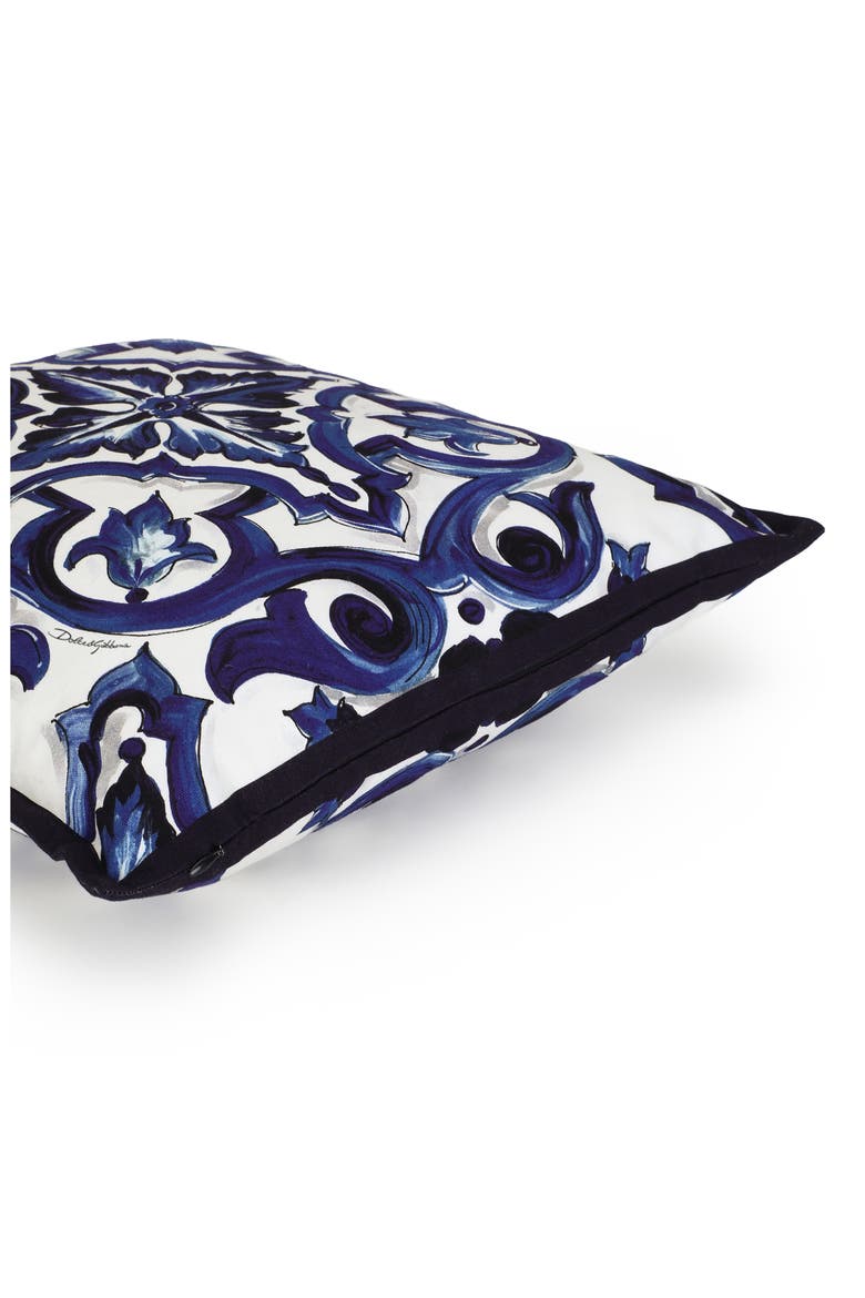 Blue Mediterraneo Canvas Cushion, Alternate, color, MEDIUM BLUE