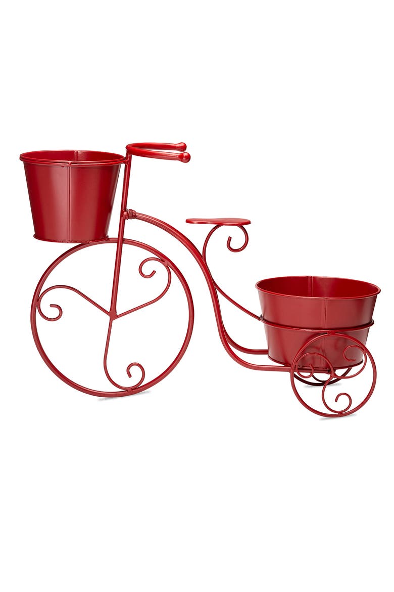 21.5"L Metal Bicycle Planter Stands Flower Pot Cart, Alternate, color, Red