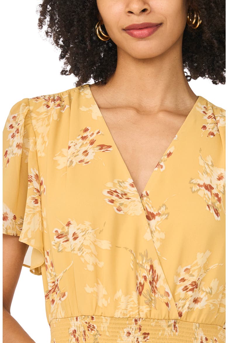 Floral Tiered Midi Dress, Alternate, color, GOLDEN