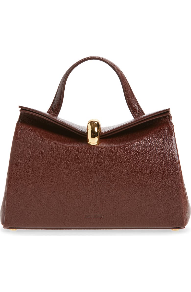 Jacquemus Le Petit Valerie Leather Top Handle Bag, Main, color, Brown 850