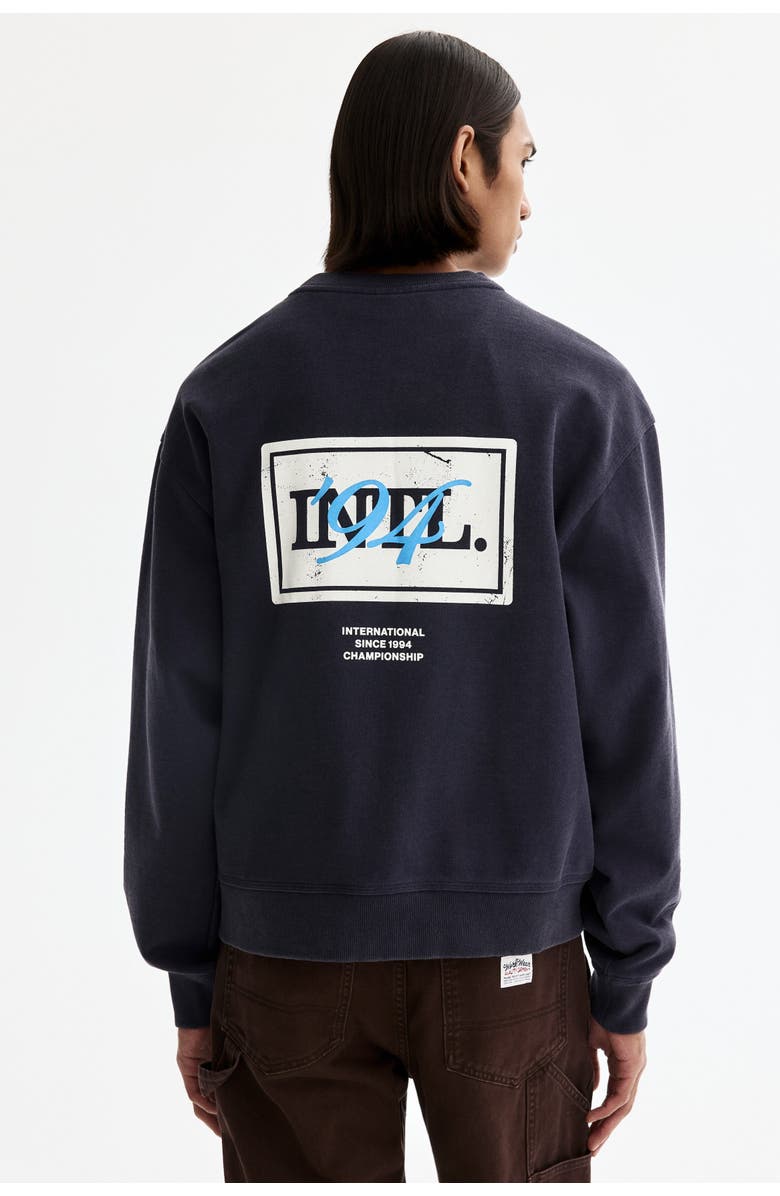 H&M Loose Fit Printed Sweatshirt, Alternate, color, Dark Blue/Intl. 94