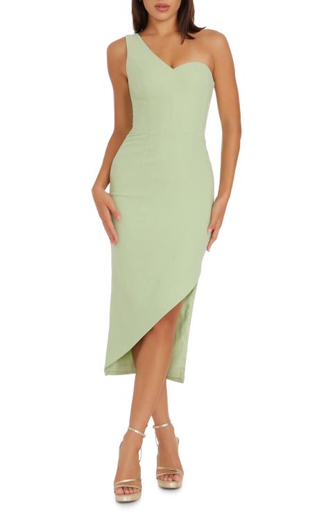 Magnolia One-Shoulder Asymmetric Body-Con Midi Dress