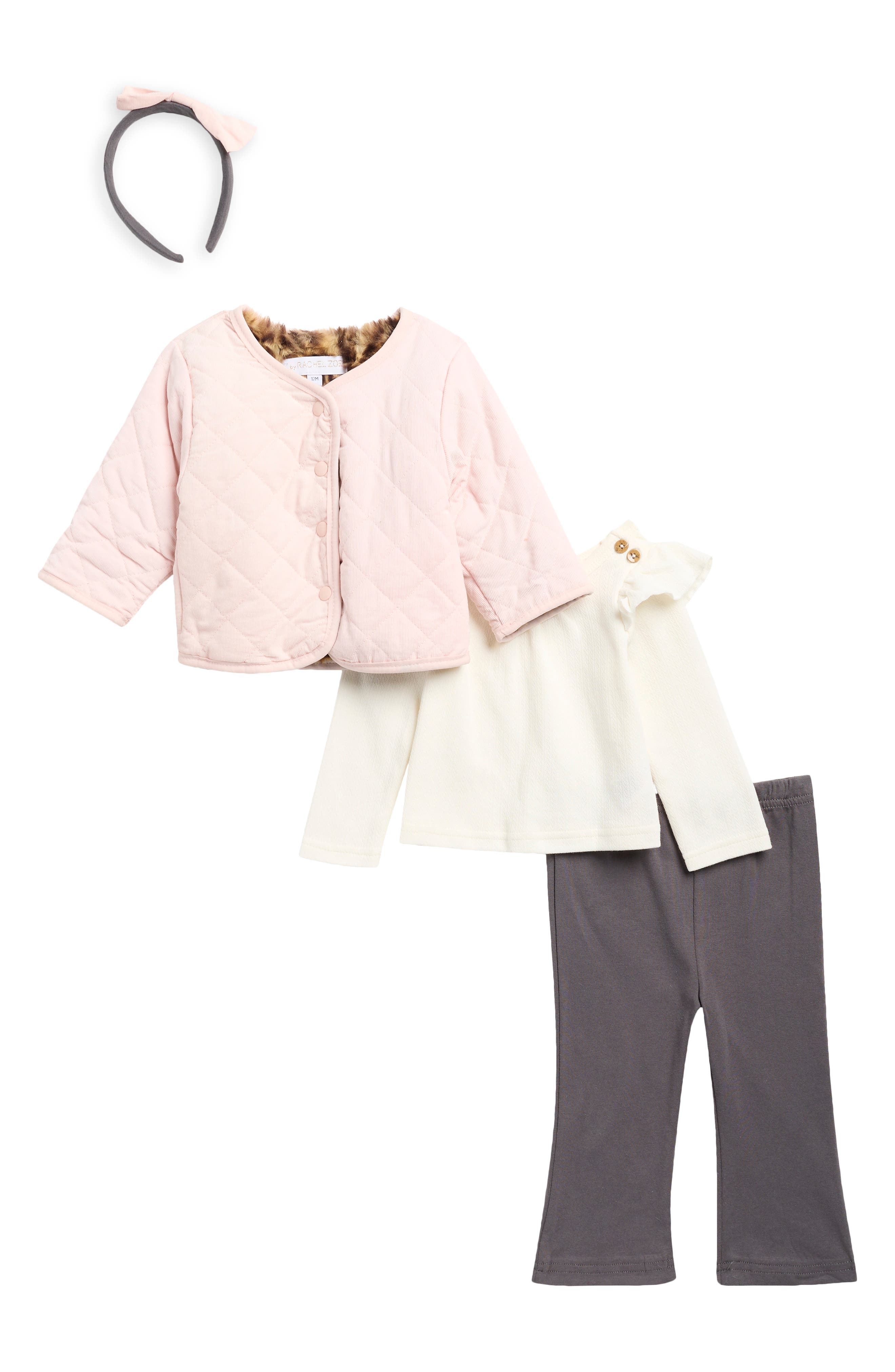Kids' 4-Piece Faux Fur Jacket, Top, Pants & Headband Set
