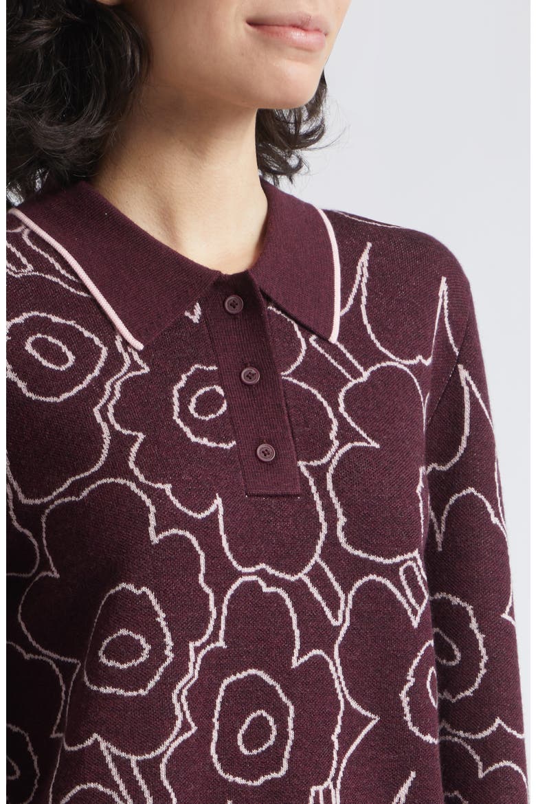 Unikko Wool Blend Polo Sweater, Alternate, color, WINE RED LIGHT PINK