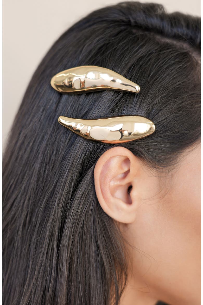 Sophisticated Metal 2-Pack Barrettes, Alternate, color, GOLD