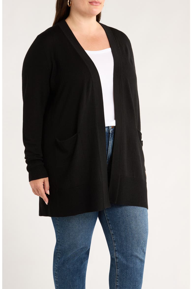 Everyday Open Front Cardigan, Alternate, color, BLACK