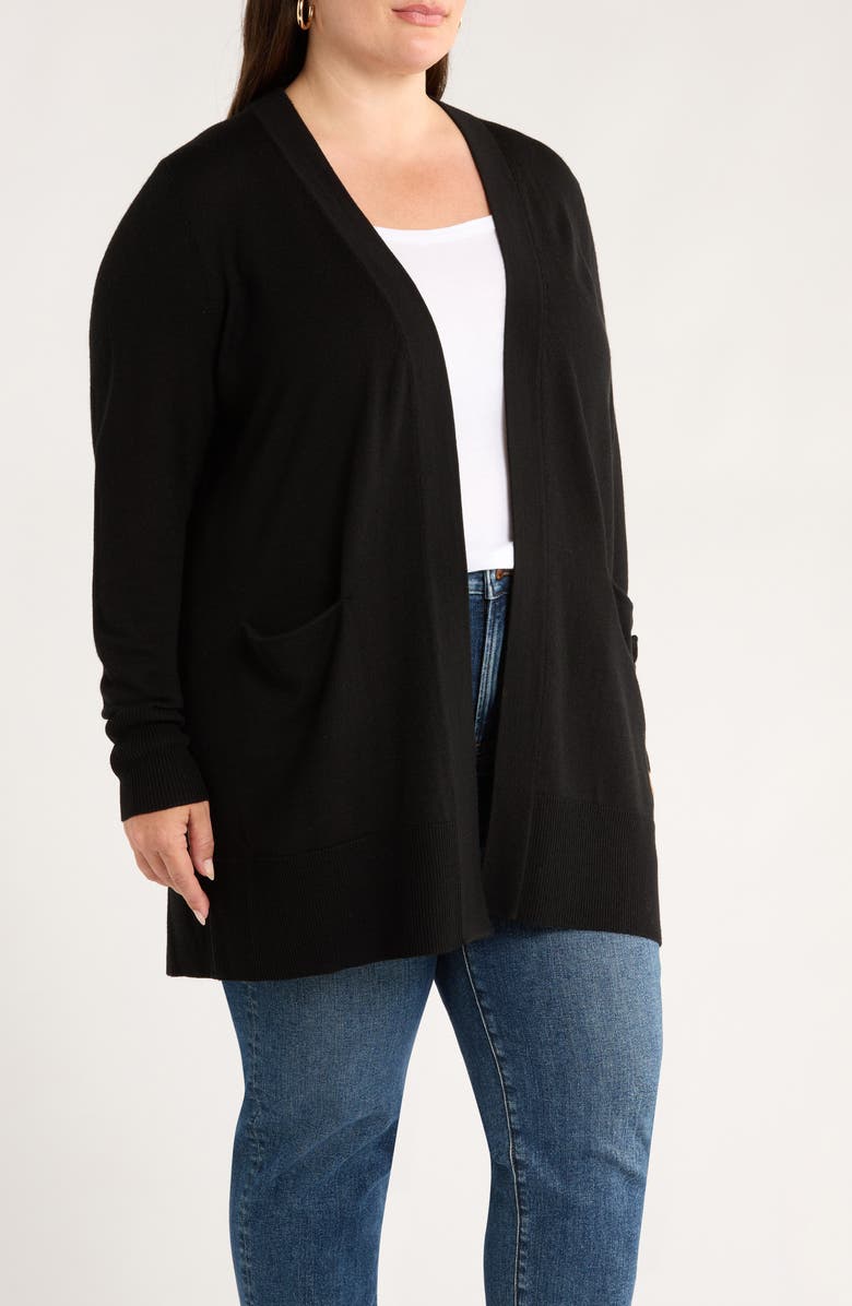 Caslon<sup>®</sup> Everyday Open Front Cardigan, Alternate, color, Black