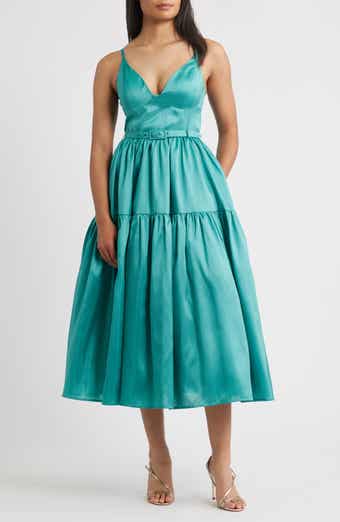 Belted Bustier Tiered Dress