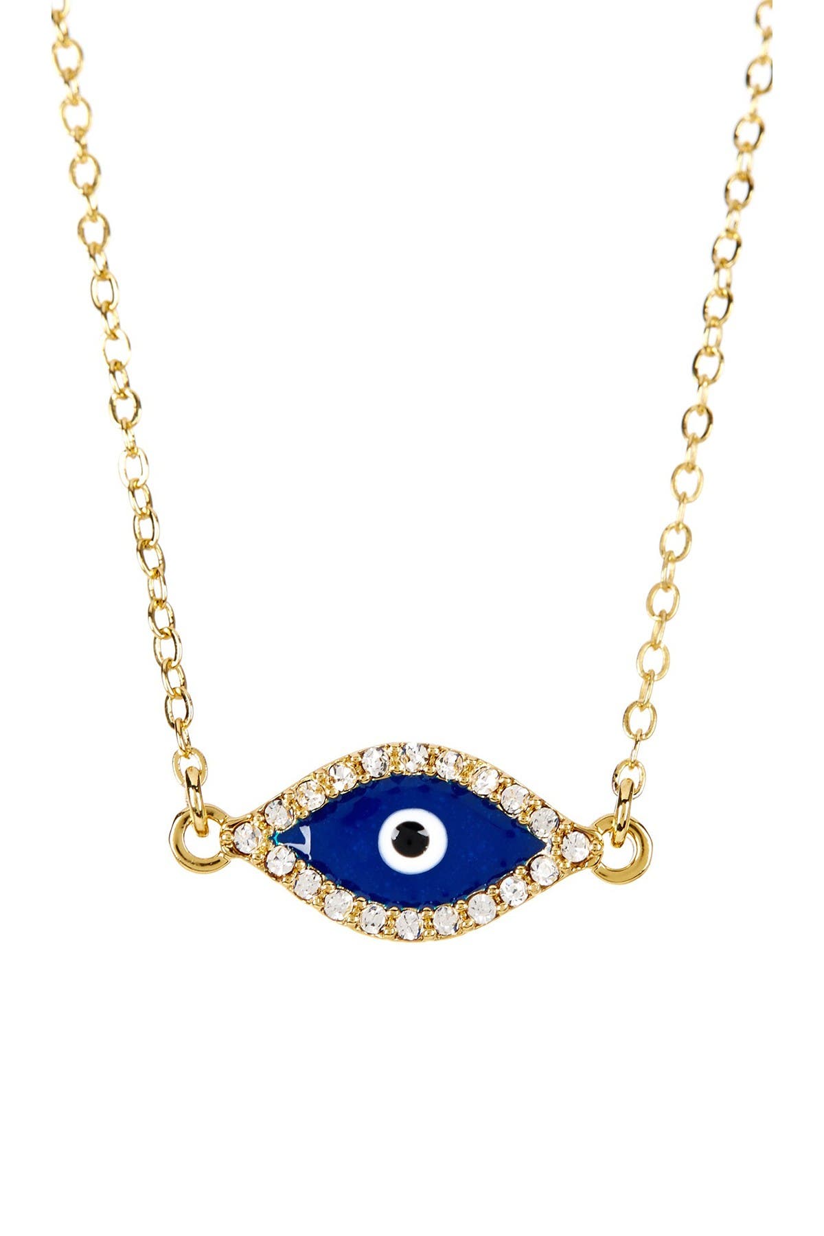 Sterling Forever 14K Yellow Gold Plated Pave CZ Evil Eye Pendant Necklace
