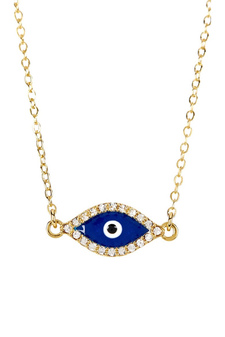 14K Yellow Gold Plated Pave CZ Evil Eye Pendant Necklace, Main, color, GOLD