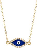 Sterling Forever 14K Yellow Gold Plated Pave CZ Evil Eye Pendant Necklace