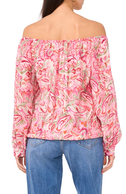 VINCE CAMUTO VINCE CAMUTO FLORAL OFF THE SHOULDER TIE HEM TOP 