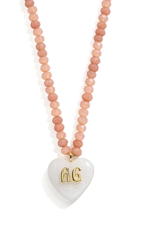 Semiprecious Heart Initial Pendant Necklace